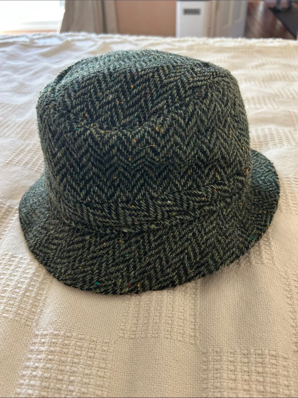 Hats of Ireland Castlebar Green Herringbone Wool Bucket Hat small